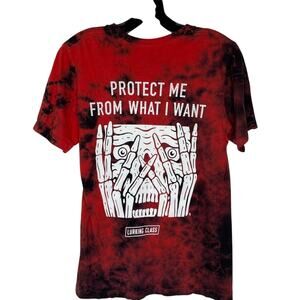Lurking Class Skull Shirt S Red Black Tie Dye Graphic Protect Me Stretchy Tank